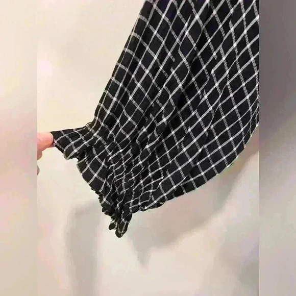 Anthropologie Maeve Dress women’s size medium blue & white check sash 3/4 sleeve - Picture 4 of 5